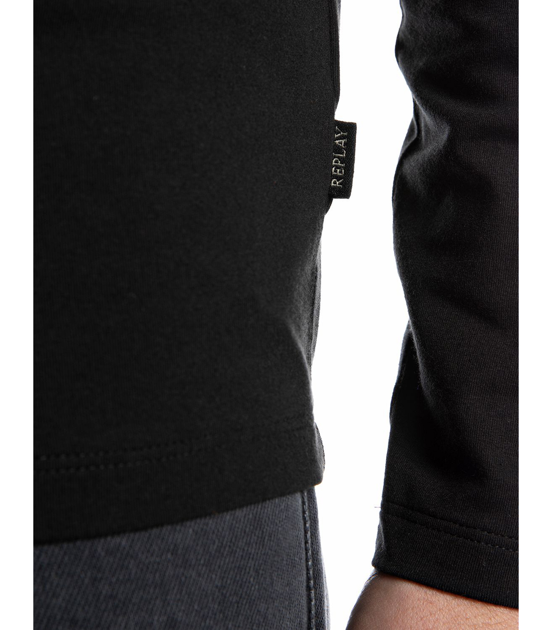 REPLAYロゴ ストレッチジャージーロンT 詳細画像 ブラック 5